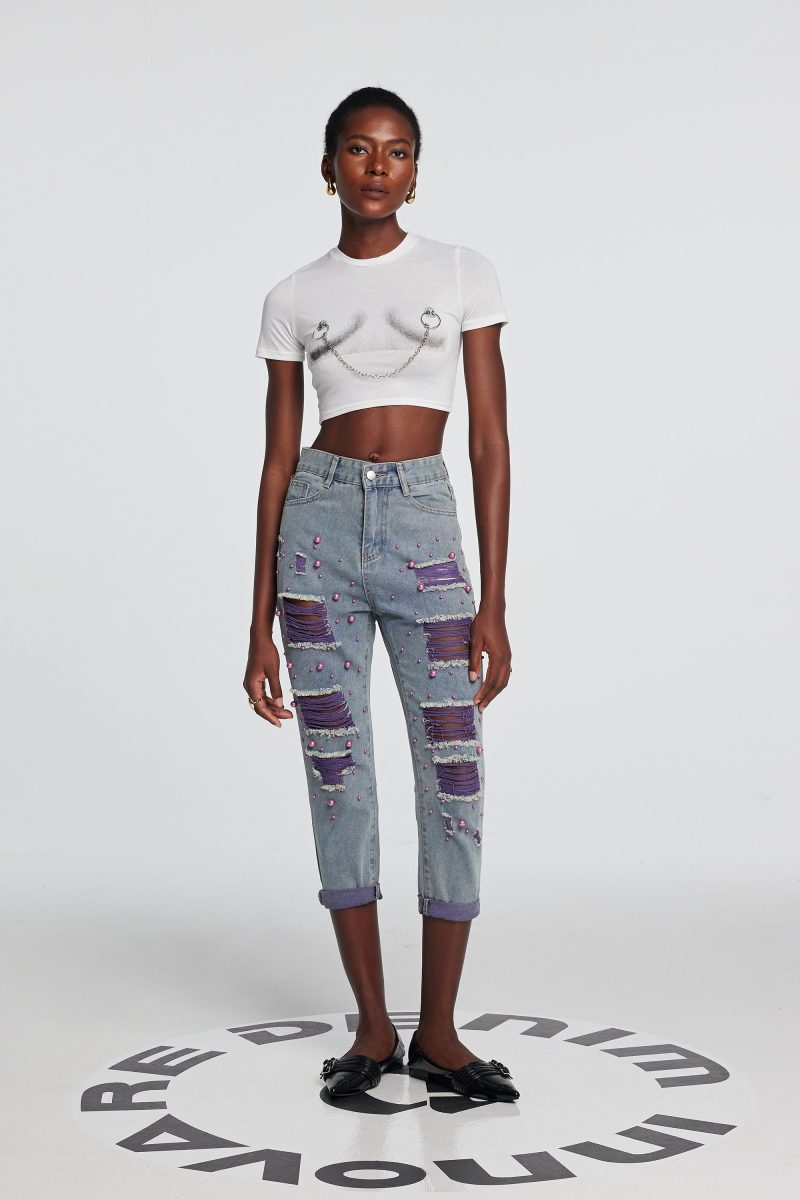 Jill Pearl Patchwork Torn Jeans 4