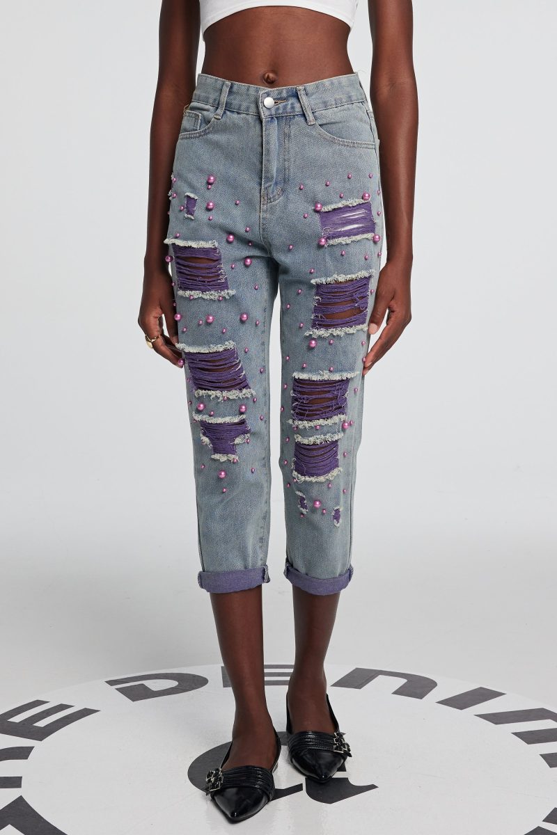 Jill Pearl Patchwork Torn Jeans 5