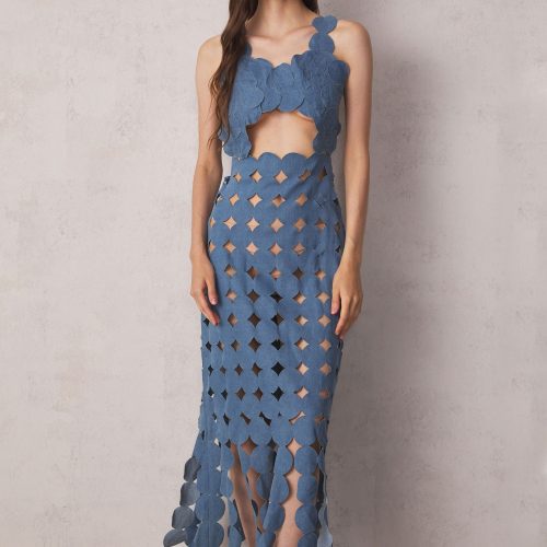 Juniper Circle Hollow Denim Maxi Dress 5