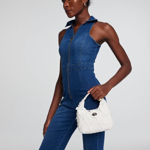 Kelly Rhombus Fringe Denim Bag 2