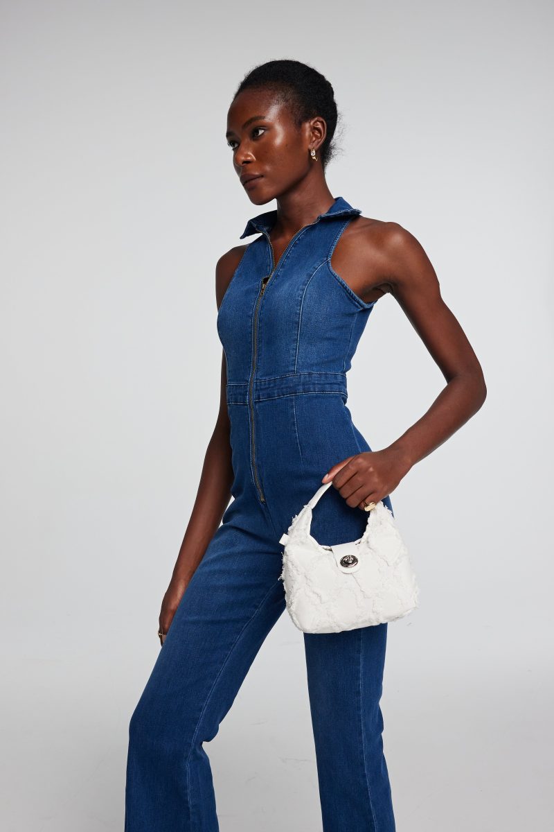 Kelly Rhombus Fringe Denim Bag 2