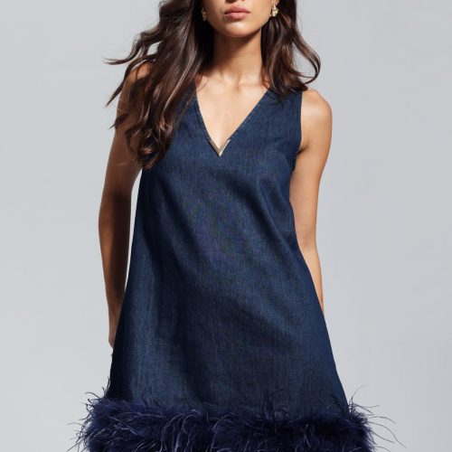 KerrieFeatherPatchworkSleevelessDenimMiniDress 4