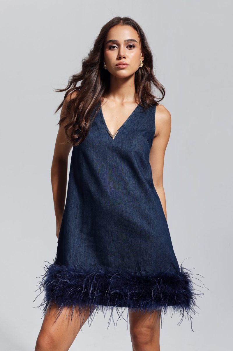 KerrieFeatherPatchworkSleevelessDenimMiniDress 4