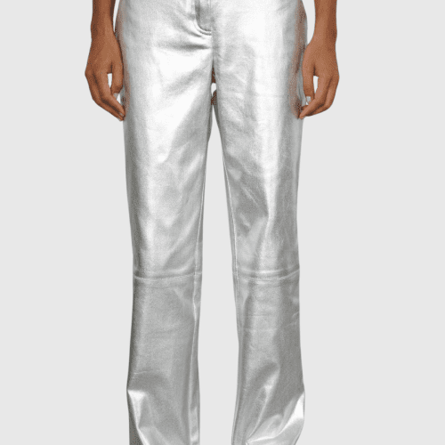 Kshiti Metallic Jeans In Silver 1