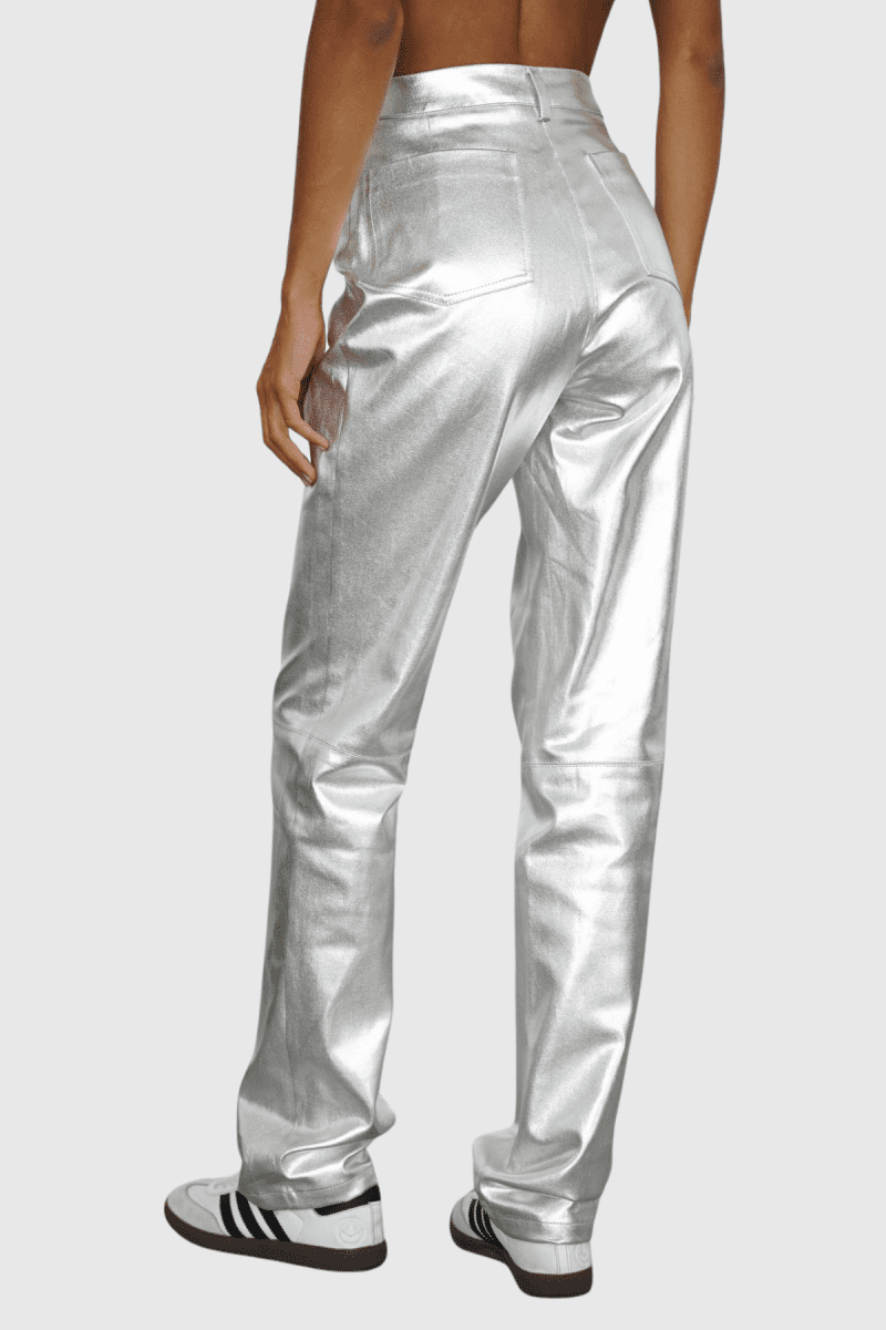 Kshiti Metallic Jeans In Silver 2