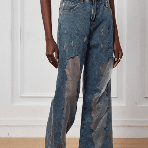 Leanna Mesh Patchwork See Through Jeans 4