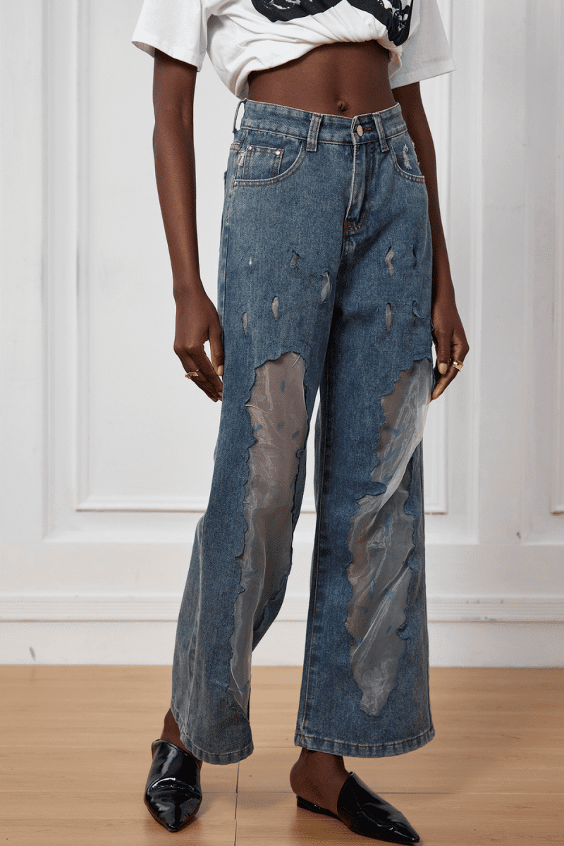 Leanna Mesh Patchwork See Through Jeans 4