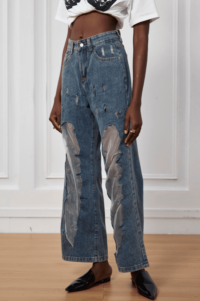 Leanna Mesh Patchwork See Through Jeans 5