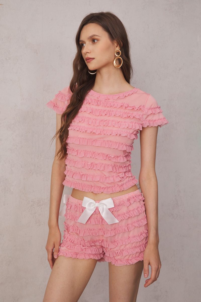 Lillie Lace Up Backless Set In Pink 2