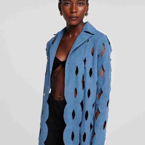 Lilly Geometric Hollow Denim Coat 4