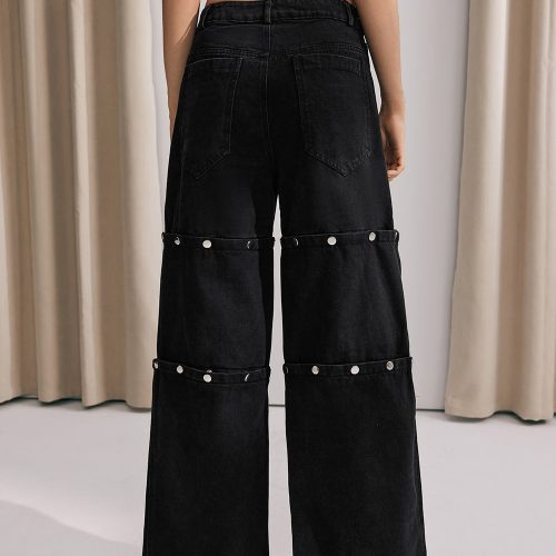 Luisa Patchwork Button Embellished Jeans 3