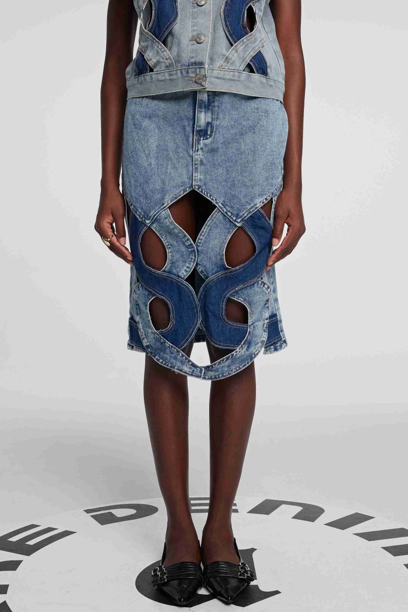 Madison Cutout Denim Skirt 1