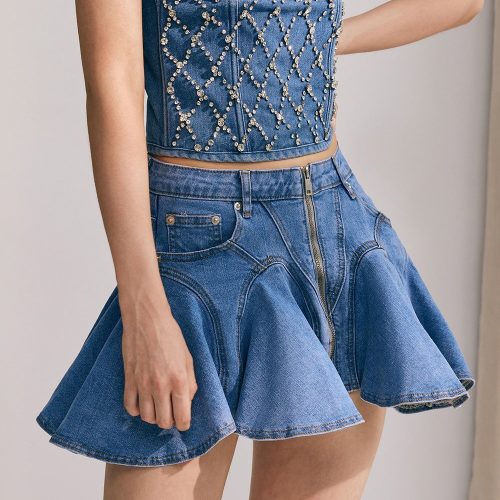 Marigold Ruffle Denim Mini Skirt 3