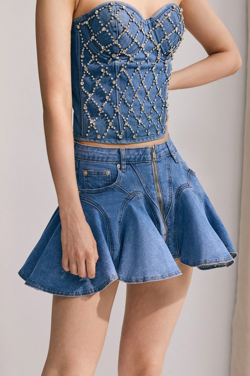 Marigold Ruffle Denim Mini Skirt 3