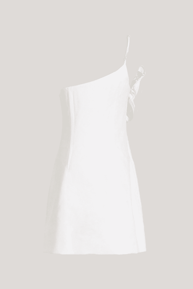 MarthaFlowerOneShoulderMiniDressInWhite 5