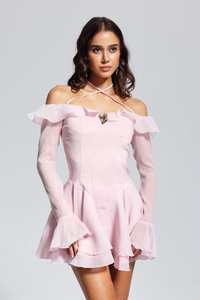 MaudeOffShoulderRuffleMiniDress 1