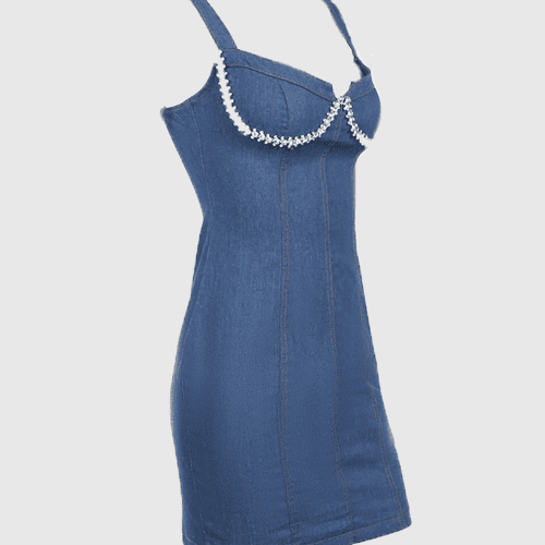 Maysa Rhinestone Embellished Denim Mini Dress 3