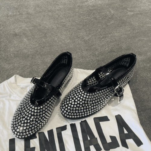 MiaRhinestoneEmbellishedFishnetFlats 1