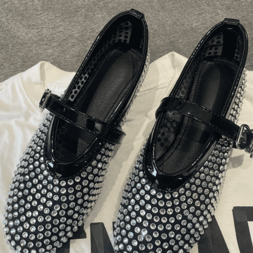 MiaRhinestoneEmbellishedFishnetFlats 2