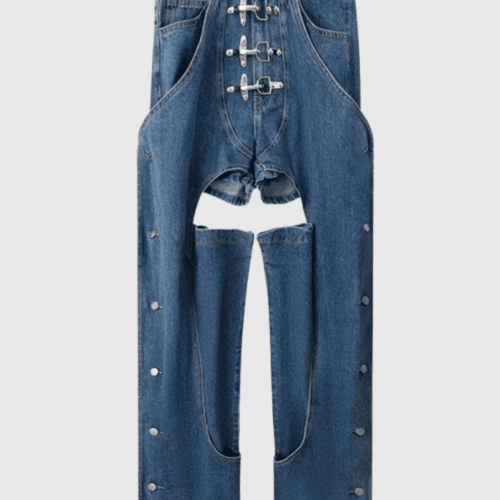 Michael Cutout Deconstruct Button Jeans 1