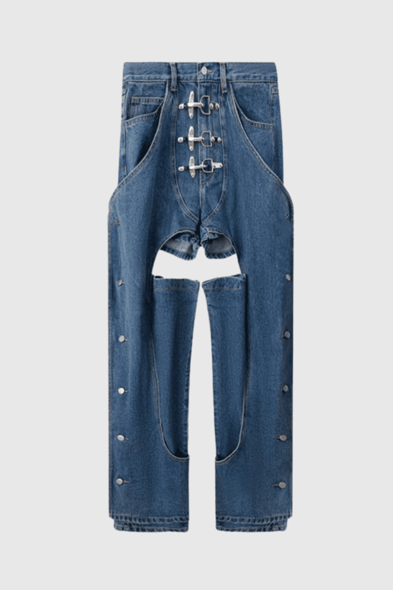 Michael Cutout Deconstruct Button Jeans 1