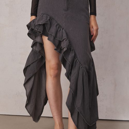 Monroe Asymmetric Ruffle Maxi Skirt 2