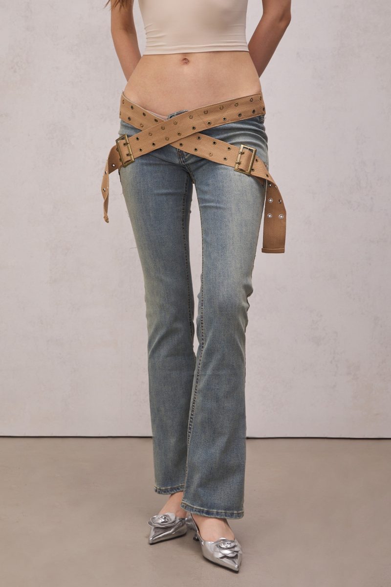 Myla Strap Up Denim Jeans 1