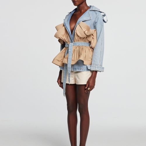 Noor Patchwork Ruffle Denim Jacket 1