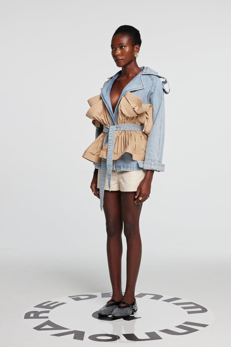 Noor Patchwork Ruffle Denim Jacket 1