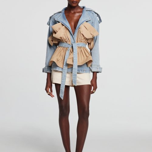 Noor Patchwork Ruffle Denim Jacket 3