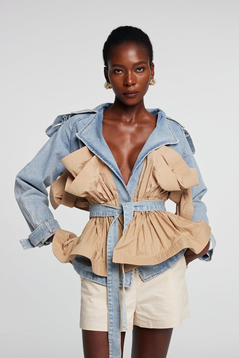 Noor Patchwork Ruffle Denim Jacket 4