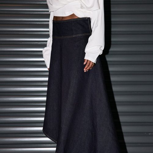 Penelope Denim Ruffle Asymmetric Skirt 3