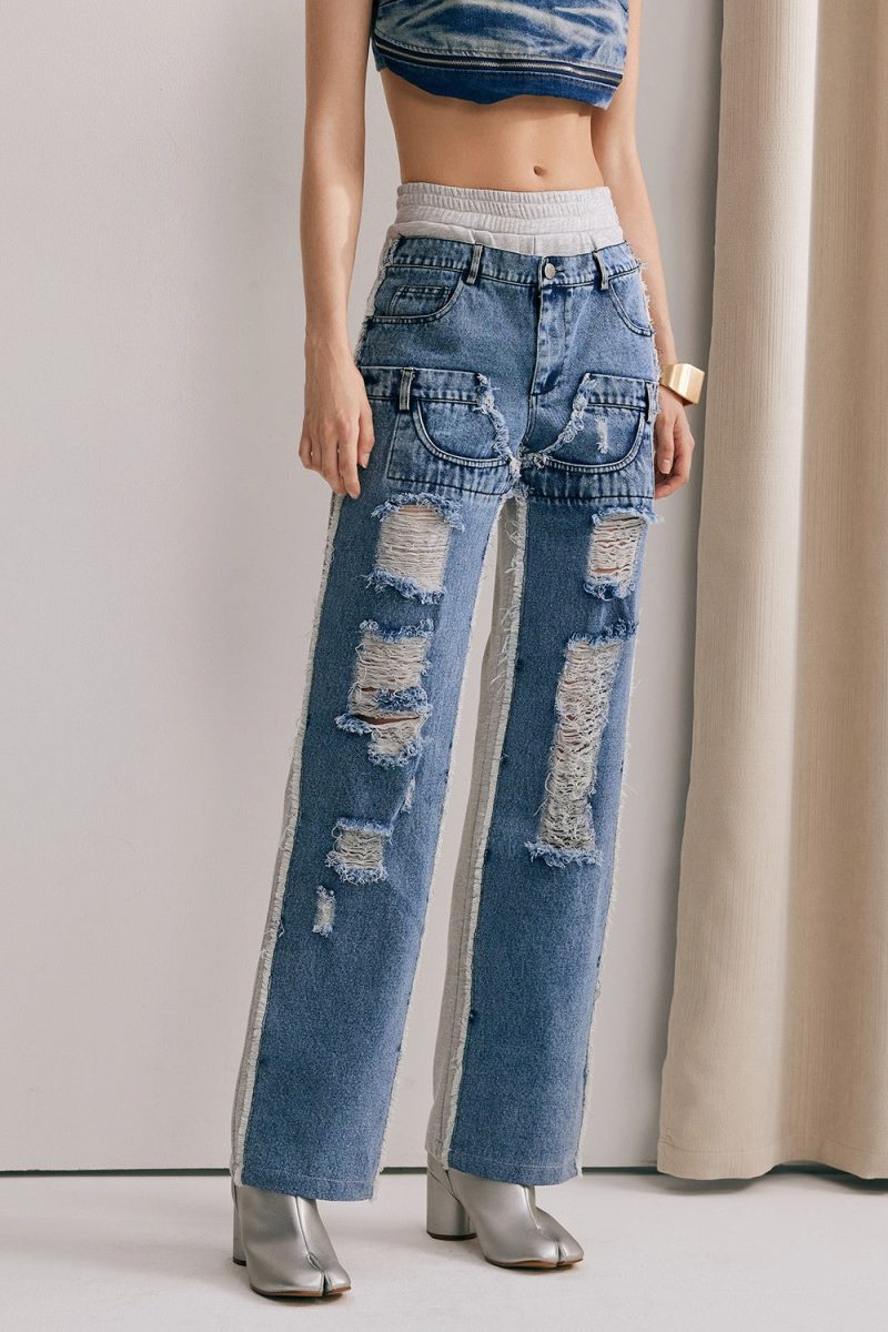 ReemPatchworkTornJeans 1