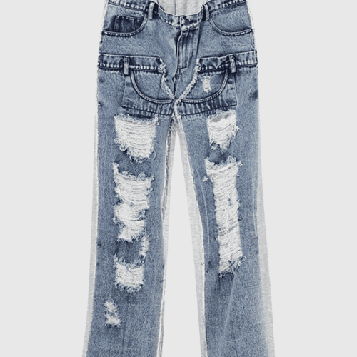 Reem Patchwork Torn Jeans 1