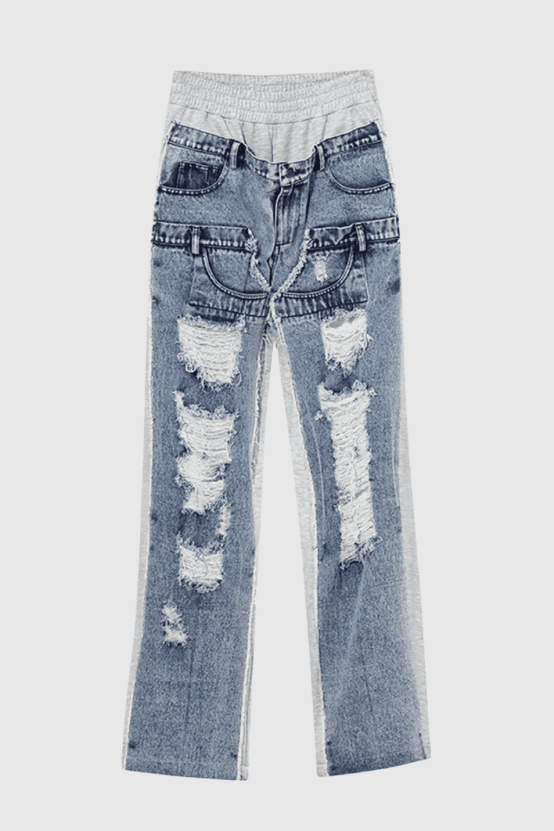 Reem Patchwork Torn Jeans 1