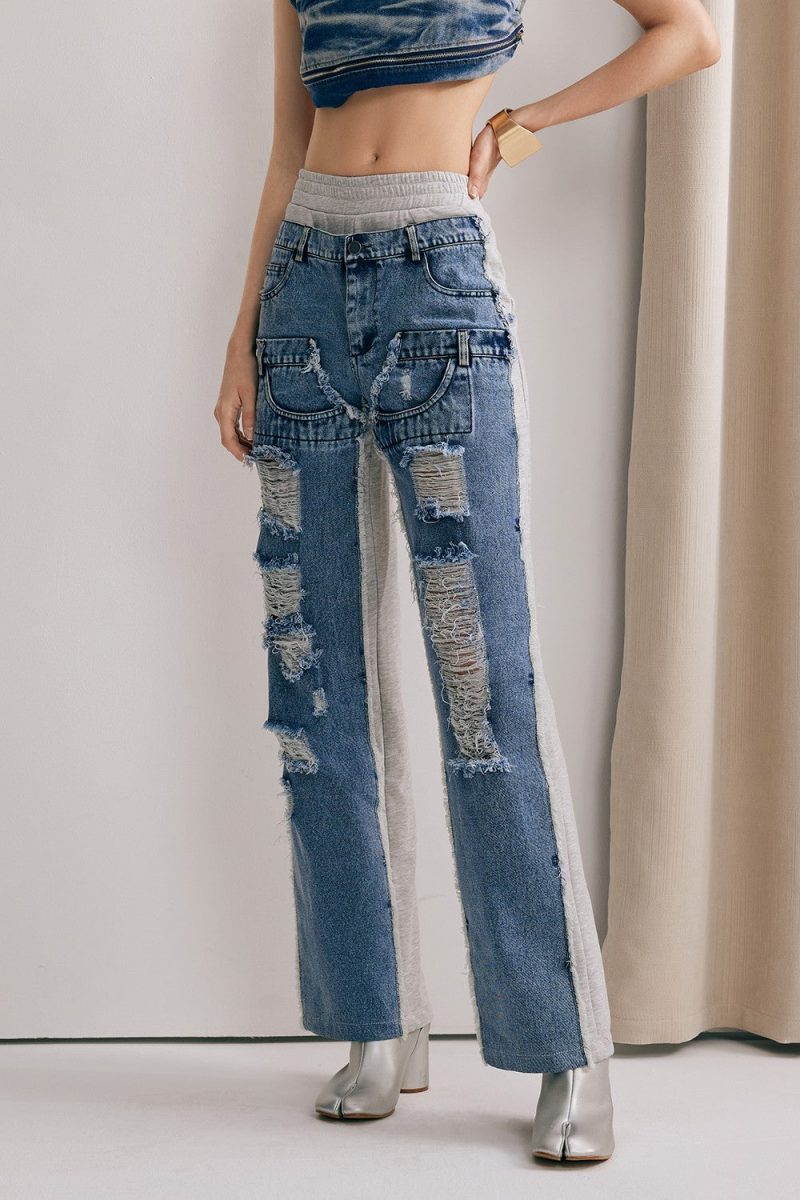 Reem Patchwork Torn Jeans 4