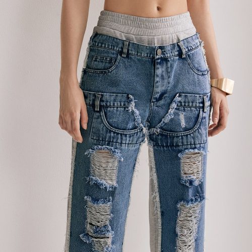 Reem Patchwork Torn Jeans 5