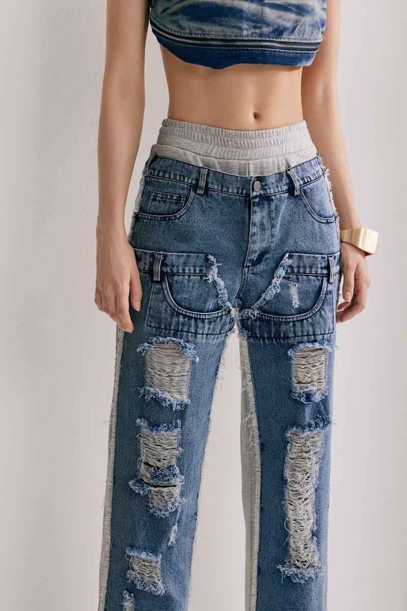 Reem Patchwork Torn Jeans 5