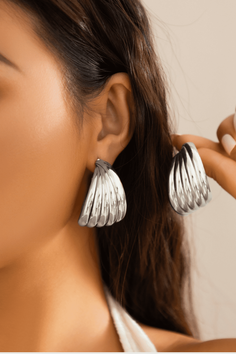 Sky Metal Shell Earring In Silver 3