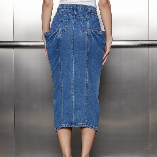 Zara Asymmetric Split Denim Skirt 4