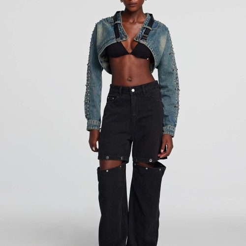 ZariaPatchworkButtonJeansInBlack 3