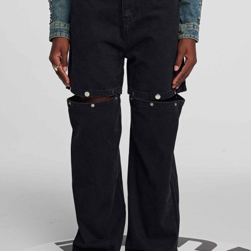 ZariaPatchworkButtonJeansInBlack 4