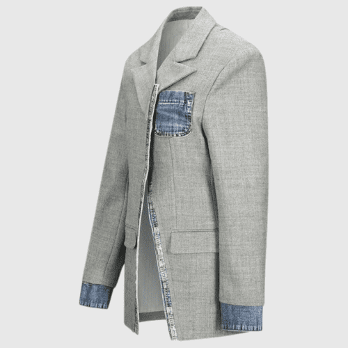 ZariahDenimPatchworkSplitBlazer 2