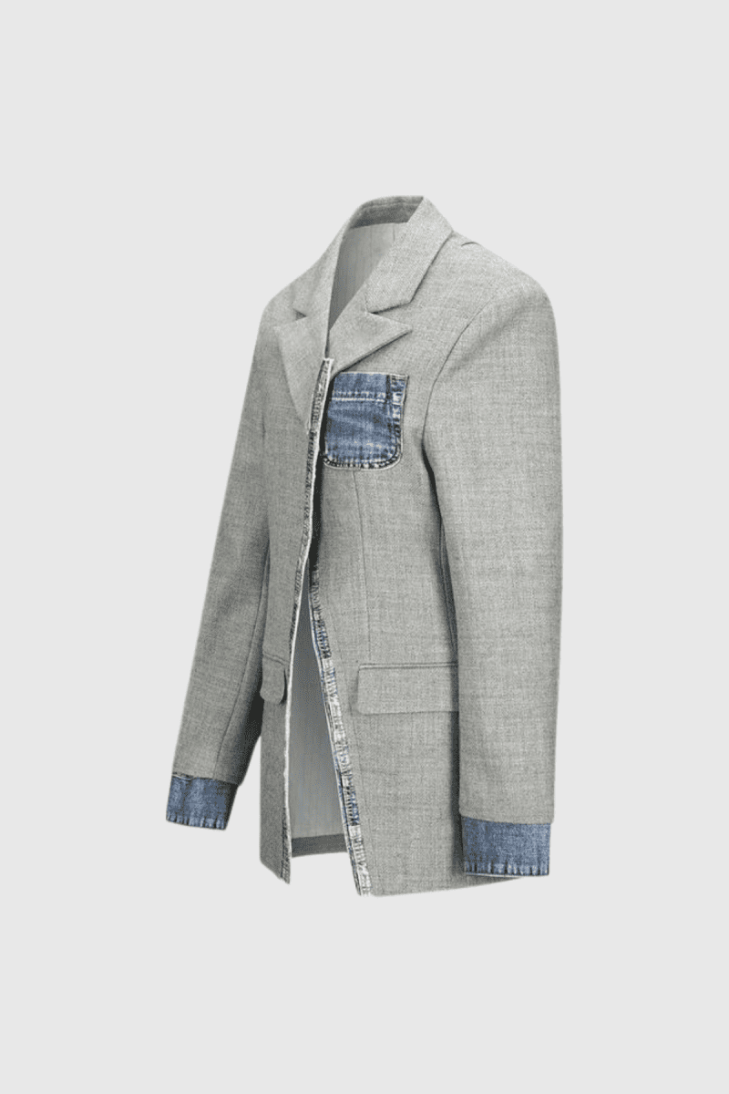 ZariahDenimPatchworkSplitBlazer 2